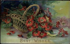Vintage Postcard Flower Basket Best Wishes Nashville TN