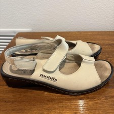 Mephisto Mobils Sandals Womens Size 41 EU Leather Wedge Comfort Hook & Loop