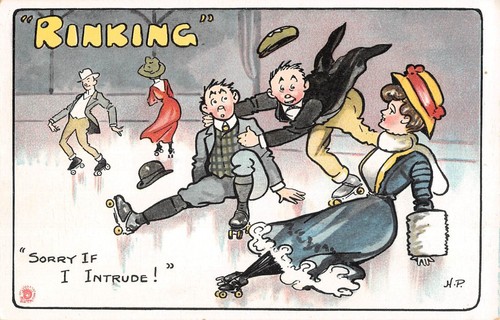 Cpa illustrateur rinking - /,
