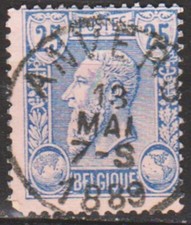 Stamp/ Timbres de Belgique. Le roiLéopold II. Année 1888 T.B.Etat.