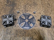 West Coast chopper bicycle sprocket pedals and valve stem crosses Muscle Bike 