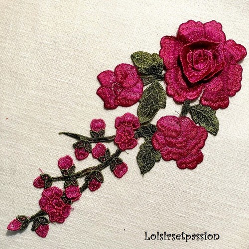 Grande applique brodée fleurs - grande,