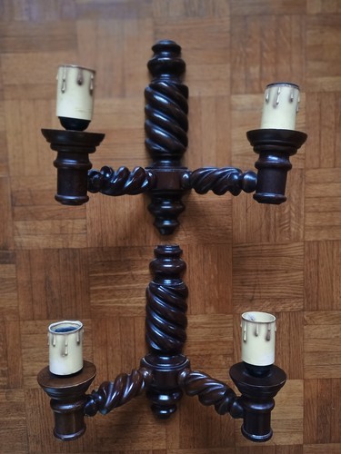 Paire applique bois teinté - bois,