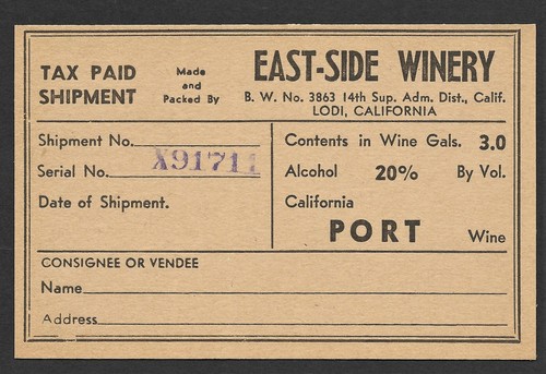 Tax paid shipment - tax, label