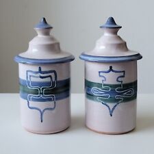 2 Ceramic Spice Cutlery Jars Signed Alain Bresson Breil sur Roya 70s 80s