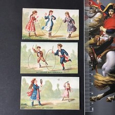 3 Small Chromos 1890 Labels Chocolate Steering Wheel Rope Hoops 19th Century Scraps