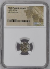 NGC CELTIC GAUL - AEDUI TRIBE 100-50 BC Silver AR Quinarius NGC ANCIENTS GENUINE