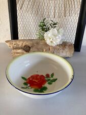 225⚜️ Old Peacock Basin Enamelled Sheet Metal Vintage Diameter 24cm