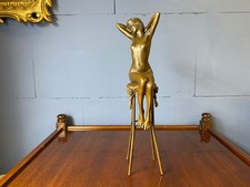 Art Deco Bronze Figure Female Nude on Stool afrer Demetre Chiparus