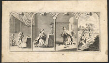 1750 Gravure originale Les religions Cultes Judaïsme Christianisme Islam Païens