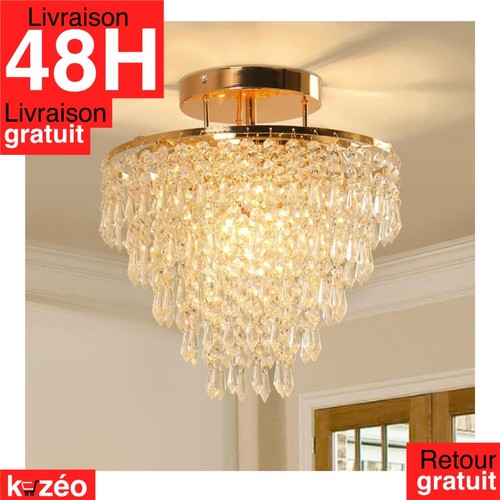 Lustre cristal chromé - lustre, en