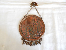 OLD Immaculate COPPER PLAQUE Medallion Virgin Mary Design