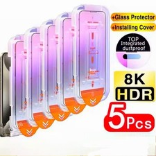 5-Pack Screen Protector Oleophobic Glass Fits iPhone 7–16 Pro Max All Models