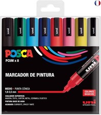 POSCA Mitsubishi Pencil - 8 Marqueurs PC5M - Pointe Conique - Couleurs