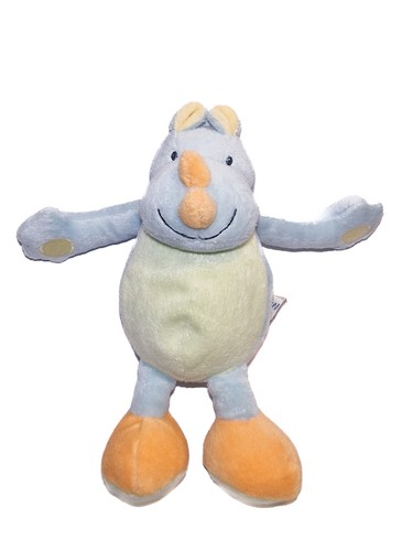 Doudou rhinoceross bleu orange - rhinoceross,