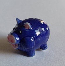 FEVE - FEVES  -    "PIG PARTY 2006" - PETIT COCHON BLEU FONCÉ A POIS BLANCS