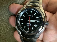 Seiko Sportura mens Kinetic watch runs fit to 7 1/4 in. 5T32-0AM0 accurate steel