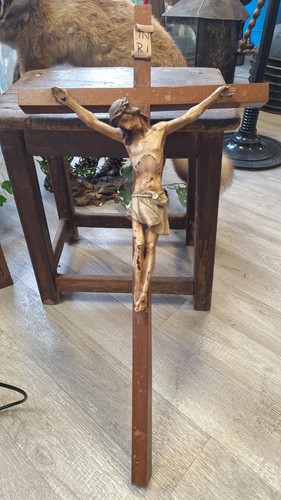 Ancien crucifix christ bois - crucifix, en