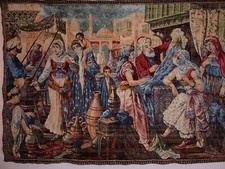 Oriental tapestry wall polychrome souk market scene