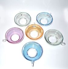 PORTIEUX? Lot of 6 Bowls - Vintage Iridescent Colored Glass Cup Ice Cups