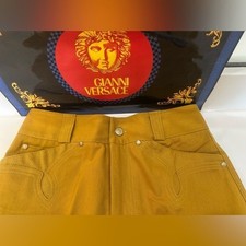 Versace Men's Vintage Gold Jeans. 5 Pocket Medusa Studs Size 48 31x41