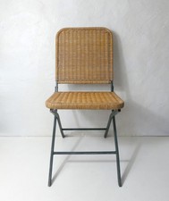 chaise pliante vintage en rotin et métal