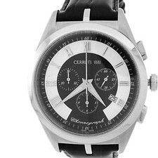 CERRUTI MENS TRADIZIONE SWISS CHRONOGRAPH WATCH NEW BLACK SILVER CT67071X103012