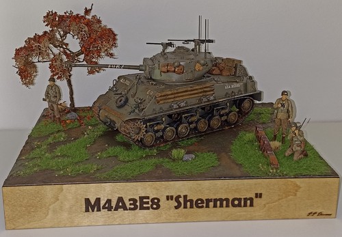 Diorama ww2 m4a3e8 - diorama, 1/35