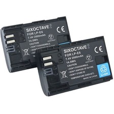 Batterie Compatible LP-E6N LP-E6 CANON 2 Pièces EOS 6D 7D MarkII 7D 90D 80D 70D