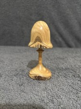 Catalpa Wooden Handmade ? Helmet / Mushroom 4.5" Tall Ornament