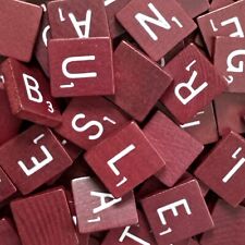 Genuine 1977 SCRABBLE DELUXE Letter Tiles, Burgundy Red Replacement Vtg Pieces