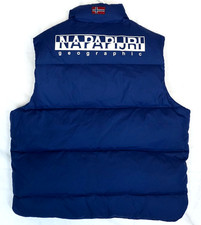 Napapijri Blue Puffy Down Big Logo Vest Men's M
