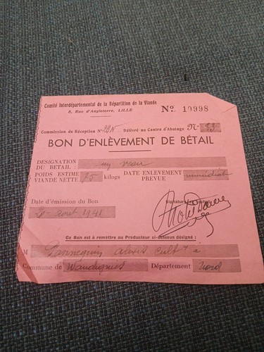 Bon enlevement betail veau - , 1