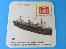 Vintage Belge Bière Dessous ~ Stella Artois Bier ~ Menapier 1908 Marine Vaisseau