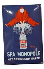 SPA MONOPOLE (GARAGE). PORCELAIN EMAILLE / ENAMEL SHIELD, SIGN, PLATE RETRO