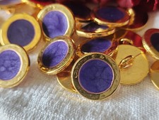 Lot 6 boutons vintage métal doré violet scintillant  à pied 1,5 cm ref 3144