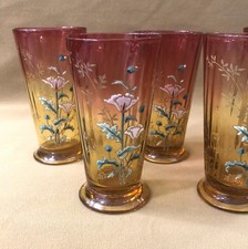 LEGRAS 1 ART NOUVEAU beer glass enamel decor 12.5cm collection table service