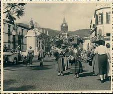 Portugal, Madeira, Vintage Street Flower Vendors Print, Photography pr