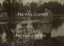 WOMAN AND HER CHILDREN 1924 PRAM STROLLER BABY