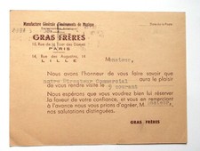 Postcard correspondence Manufactures Musical Instruments Gras Frères Paris