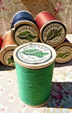 Antique haberdashery, OLD SPOOL GREEN SILK THREAD "SILKWORM" circa 1900 