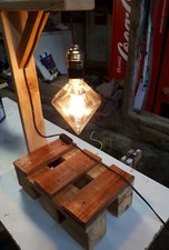 Superbe lampe de chevet/de table luminaire vintage fait avec bois de palette n°2