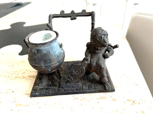 Encrier ancien singe fumant - encrier,