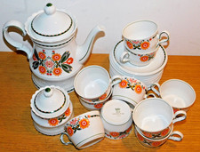 vintage LOT TASSE CAFE théière orange EDELSTEIN bavaria 24393 PORCELAINE de LUXE