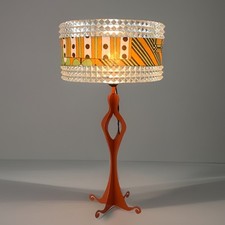 Orange metal lamp France plastic lampshade vintage 1970