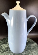 Vintage Homer Laughlin Fleur de Lis Richelieu Coffee Pot Server Blue White Lid