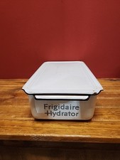 Vintage FRIGIDAIRE HYDRATOR White/Black Enameled Metal Box With Lid