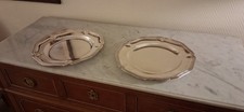 Paire de plats ronds argent massif filet XIXème 32 cm