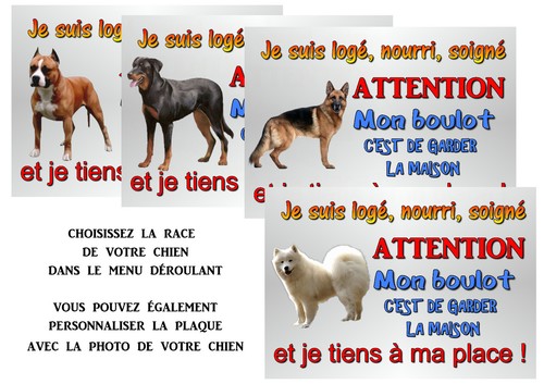 Plaque chien métal - 29x20, cm