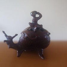 Ancien brûleur d'encens en cuivre escargot Kōro art décoratif objet de collec...